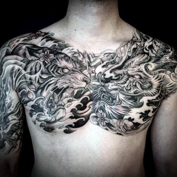 Eastern Dragon Tattoo On Chest