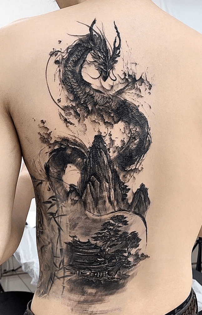 Back Black Dragon Tattoo