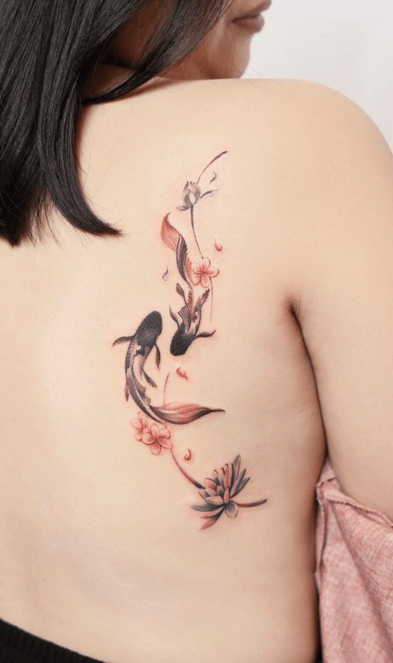 Back Koi Fish Tattoo