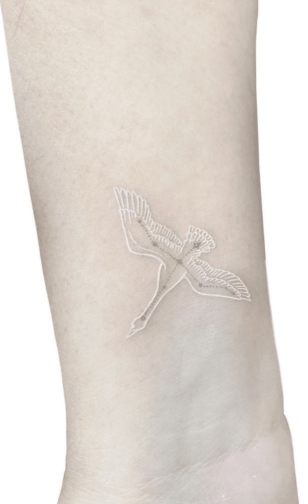 Bird White Ink Tattoo