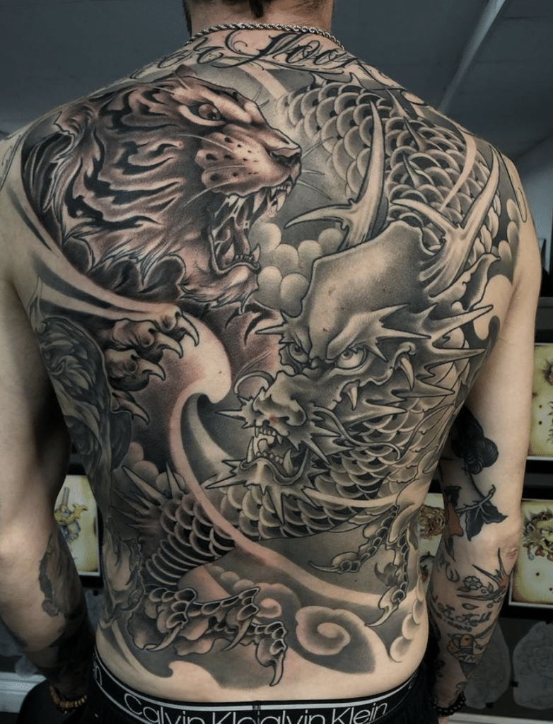 Black Dragon Tiger Tattoo