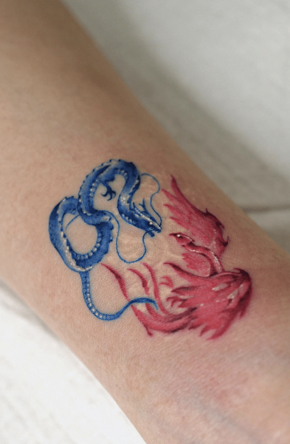 Blue Dragon Phoenix Tattoo