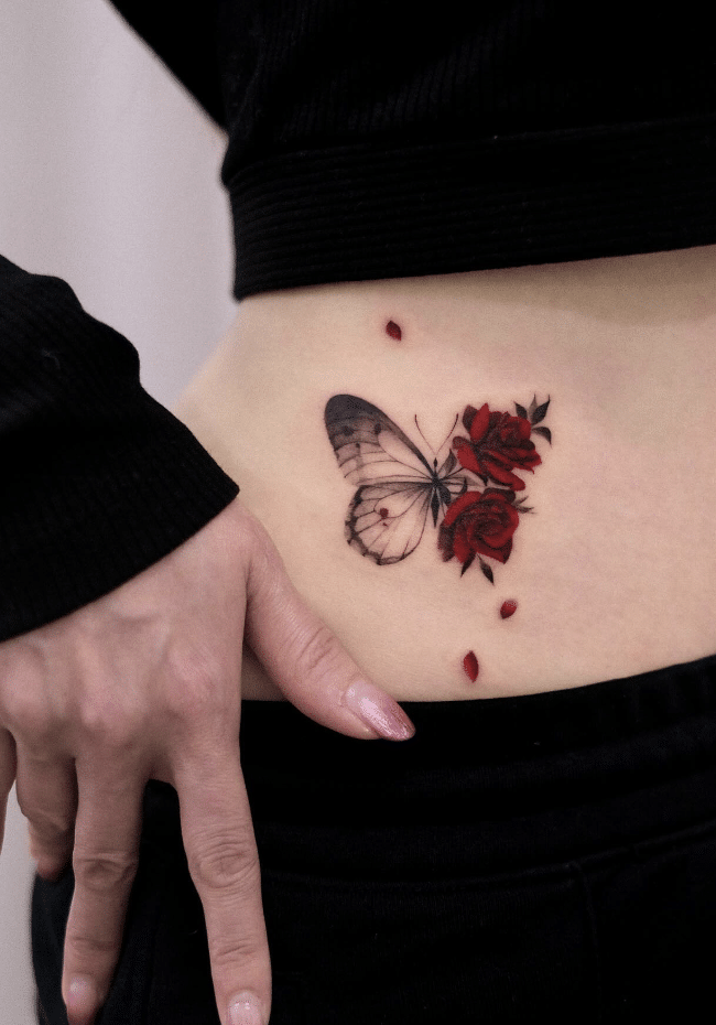 Butterfly Rose Tattoo