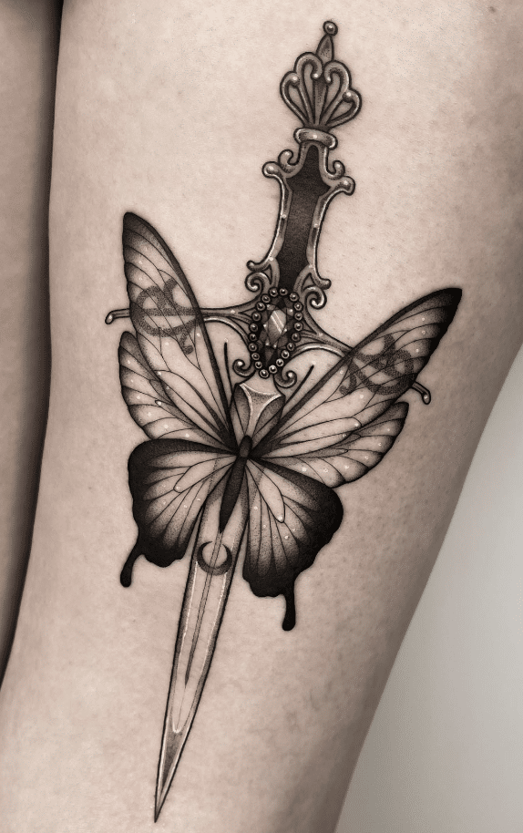 Butterfly Sword Tattoo