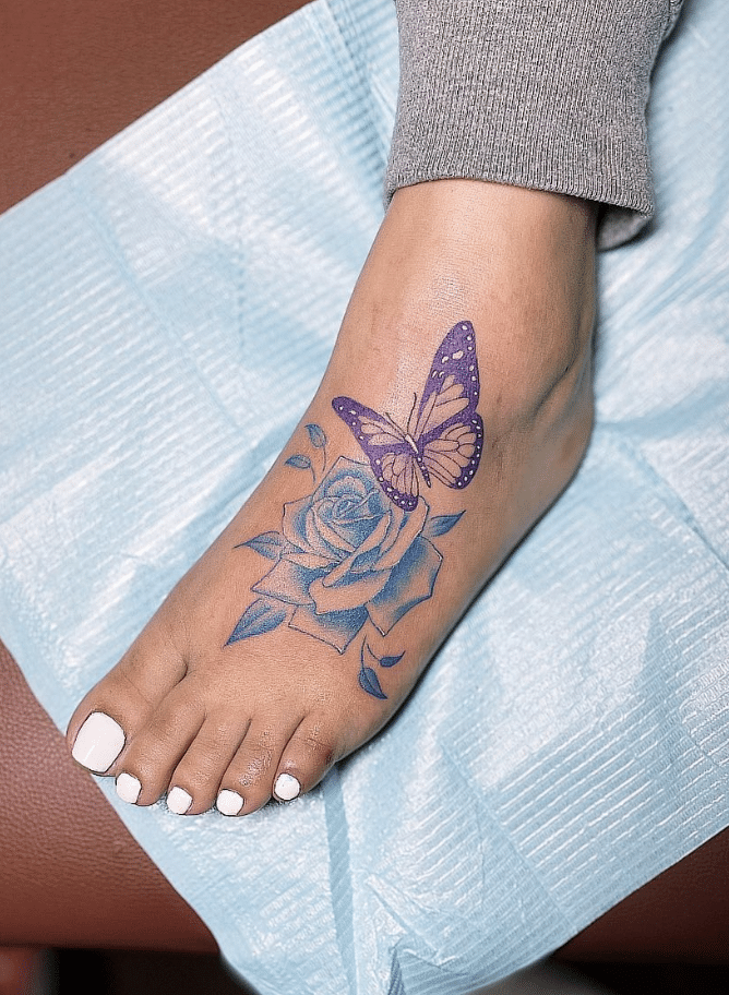 Butterfly Tattoo On Foot