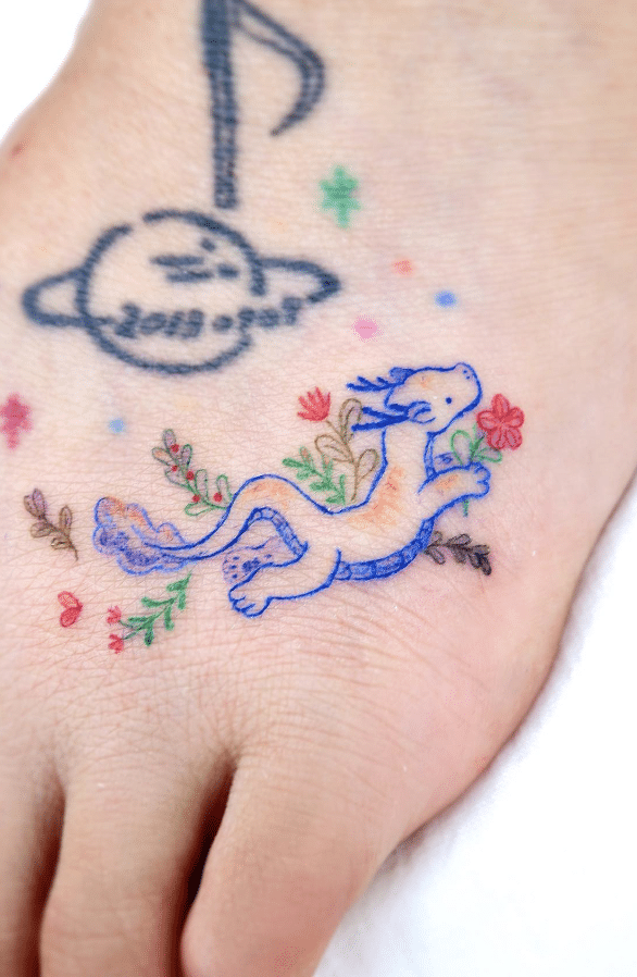 Cartoon Blue Dragon Tattoo