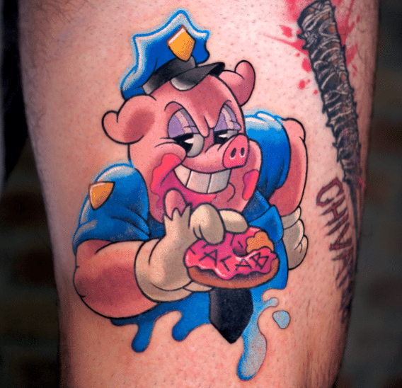 Cartoon Pig Tattoo