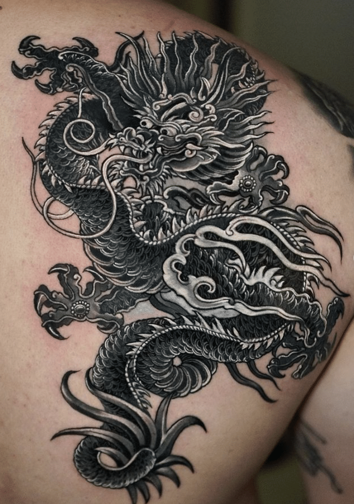 Chinese Black Dragon Tattoo