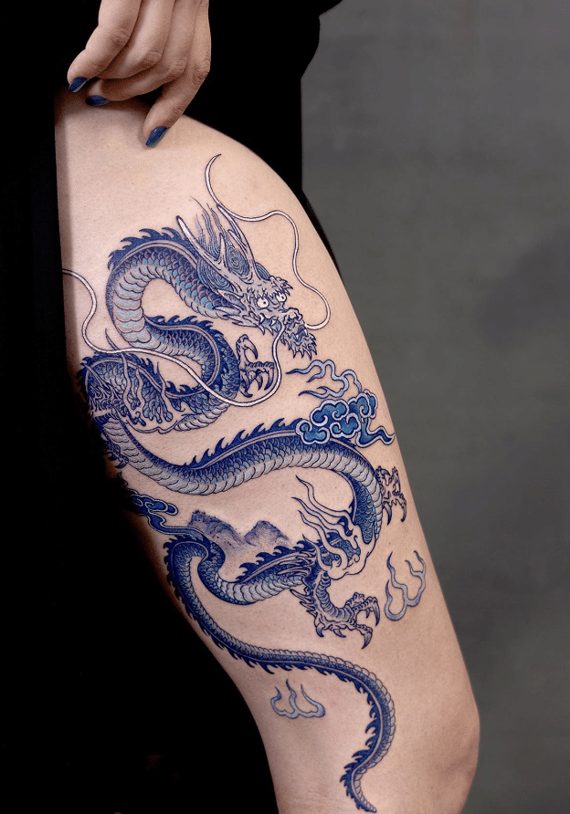 Chinese Blue Dragon tattoo