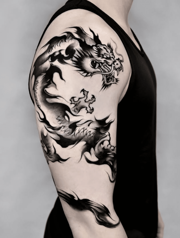 Chinese Dragon Tattoo Designs On The Arm:Leg New