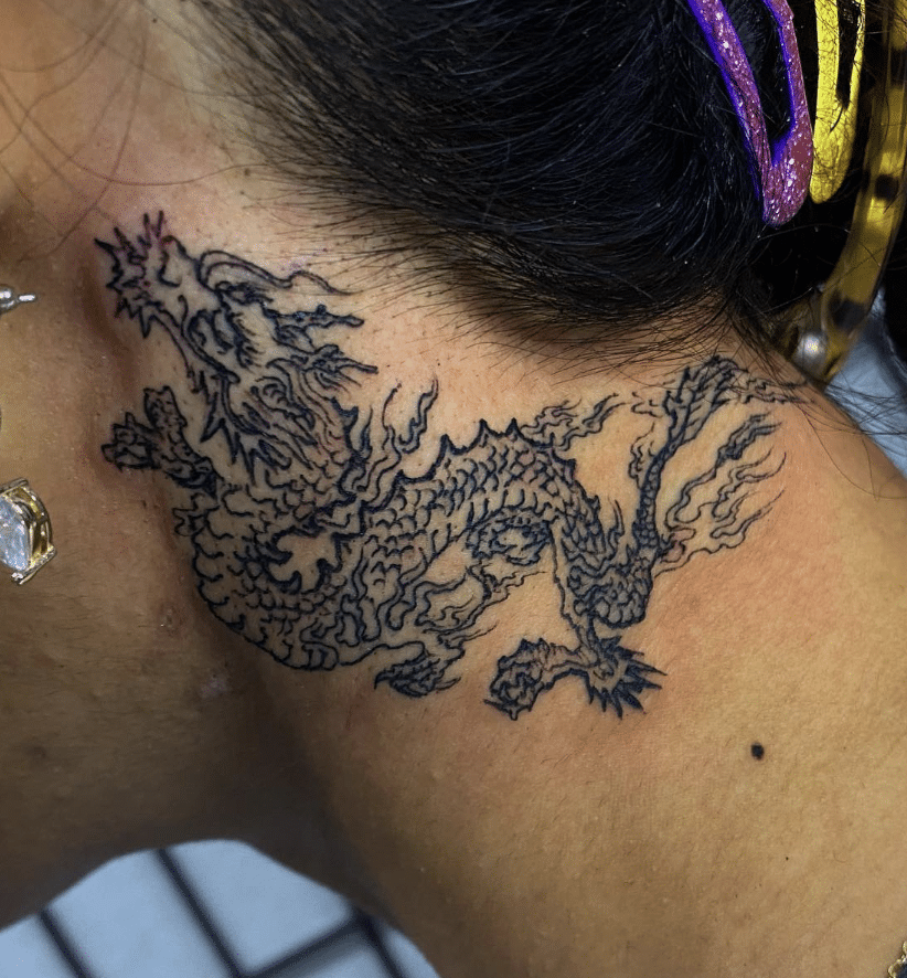 Chinese Dragon Tattoo Ideas On The Ear New