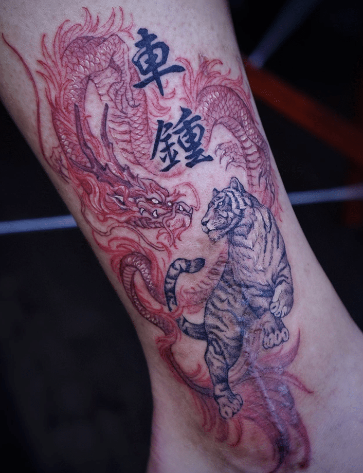 Chinese Dragon Tiger Tattoo