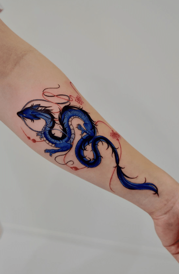 Chinese Knot Blue Dragon Tattoo