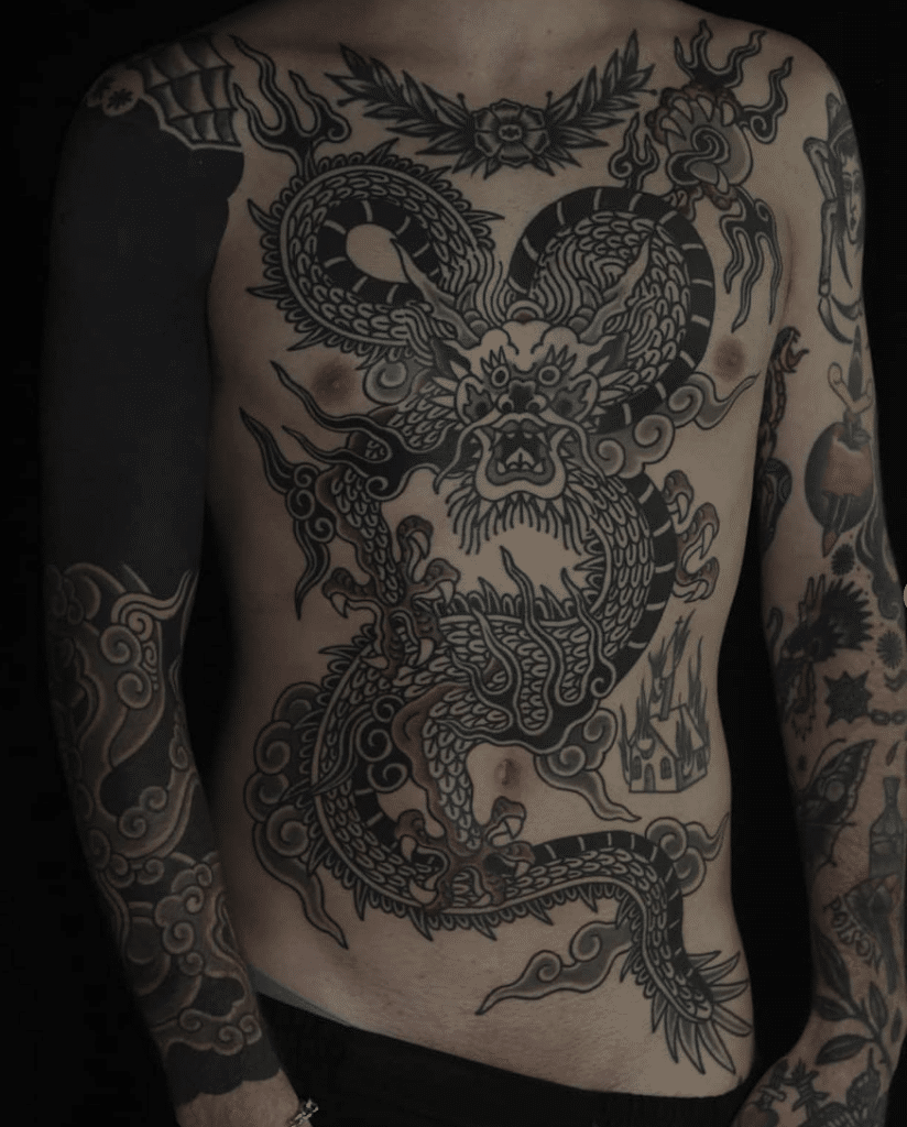 Chinese White Dragon Tattoo