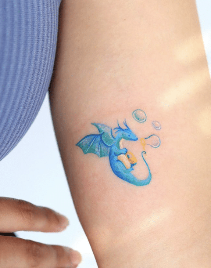 Cute Blue Dragon Tattoo