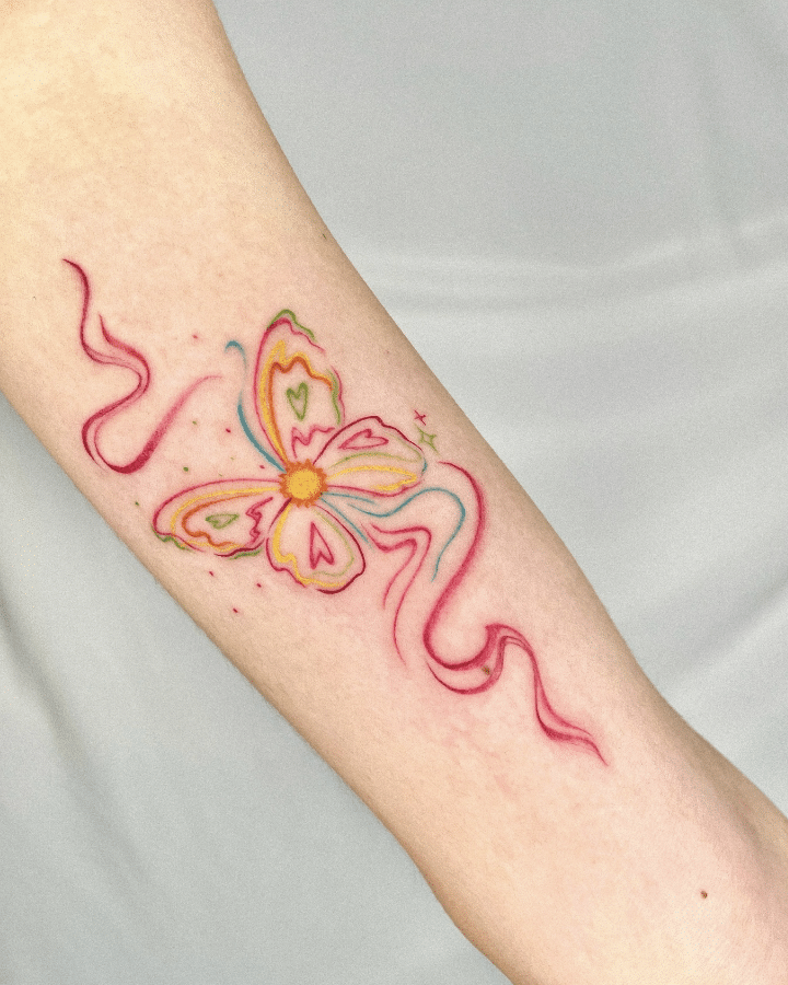 Cute Colorful Butterfly Tattoo