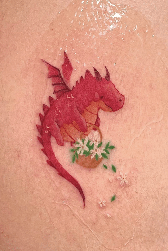 Cute Red Dragon Tattoo