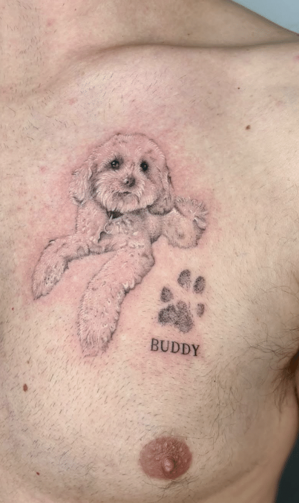 Dog On Chest Tattoo