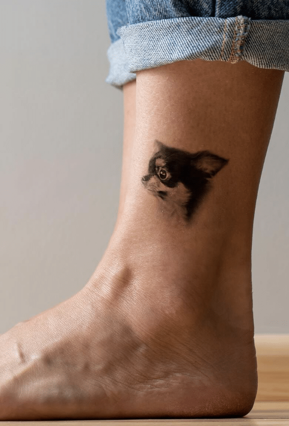 Dog Tattoo On The Ankle