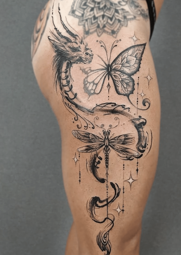 Dragon And Butterfly Tattoo