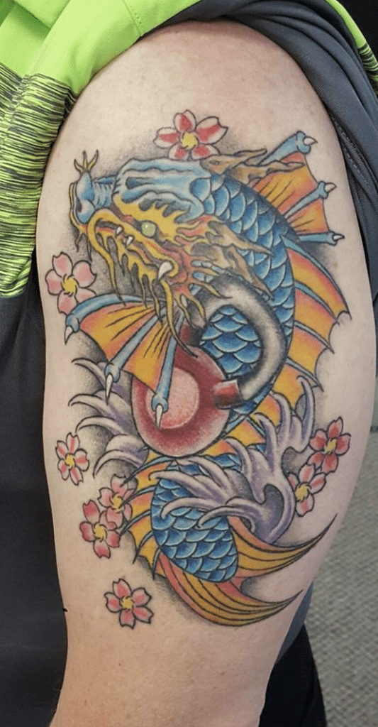 Dragon Fish with Cherry Blossoms