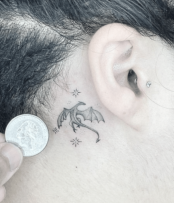 Dragon Tattoo On The Ear