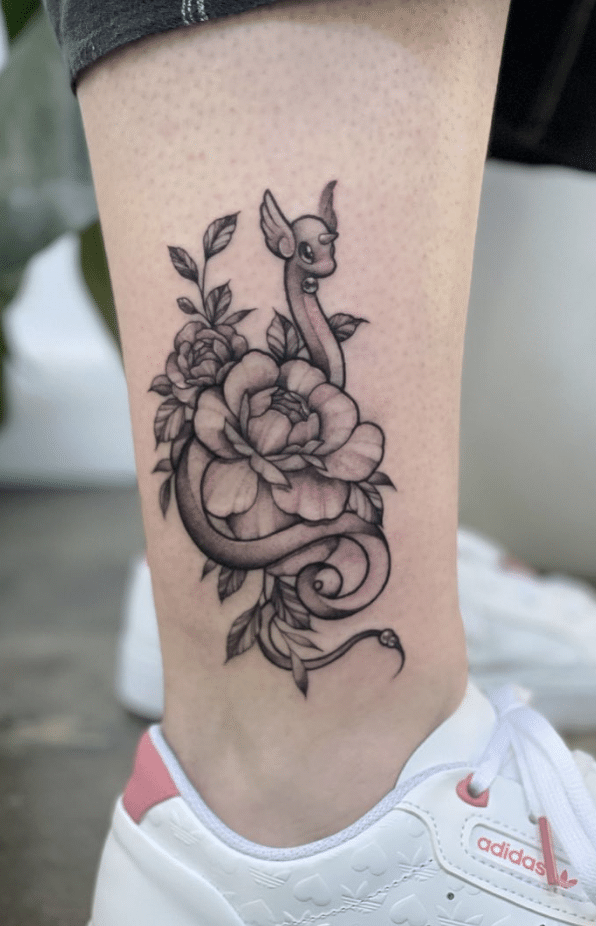 Dragonair Pokemon Rose Tattoo