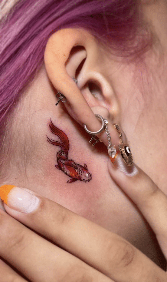 Ear Koi Fish Tattoo