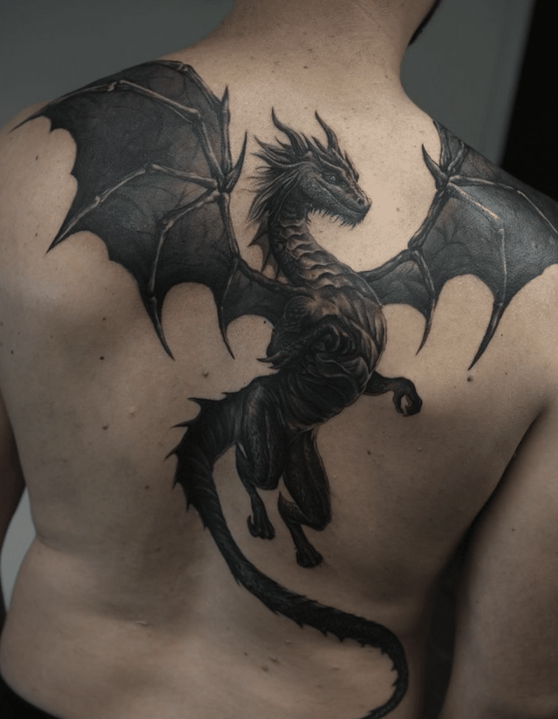 European Black Dragon Tattoo