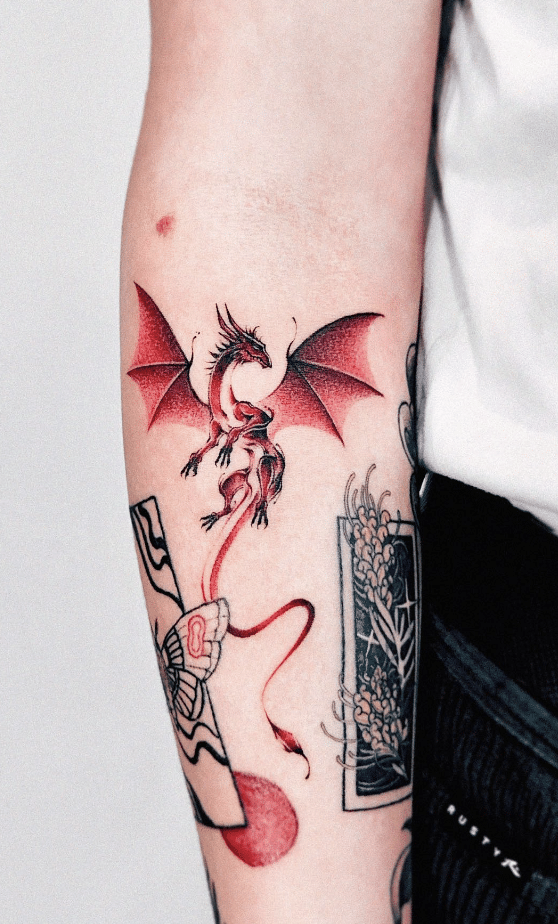 European Red Dragon Tattoo