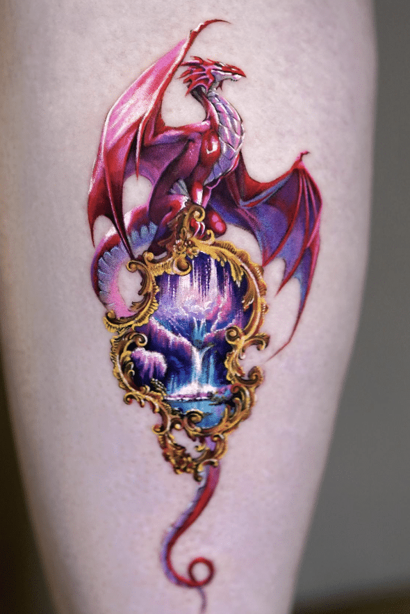 Fantasy Red Dragon Tattoo