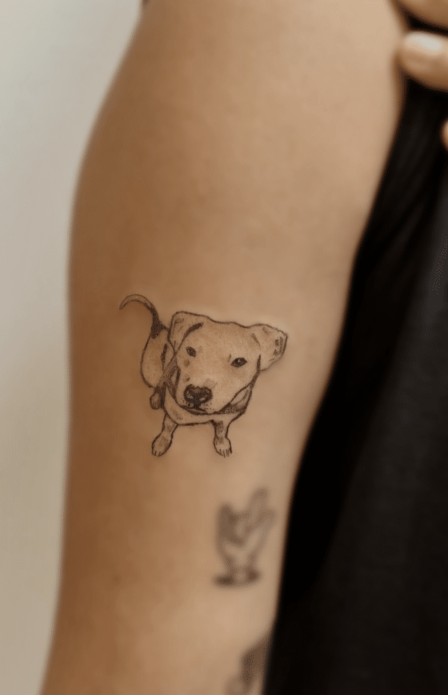 Fine Line Dog Tattoo