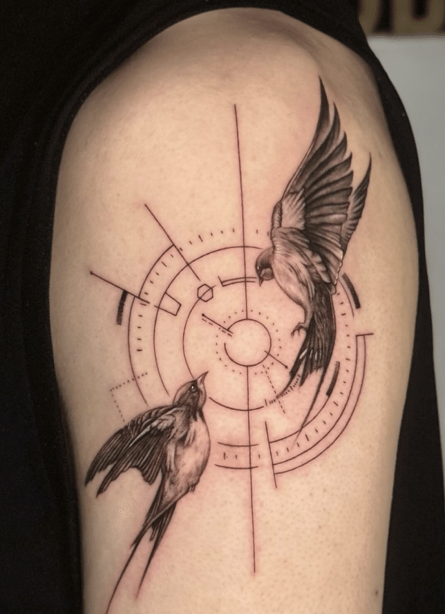 Fine Line Swallow Tattoo