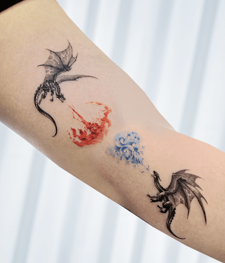 Fire V Ice Dragon Tattoo