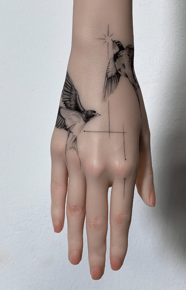 Flying Sparrow Tattoo