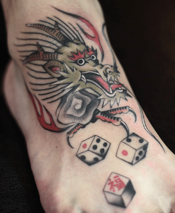 Gambling Dragon Head Tattoo