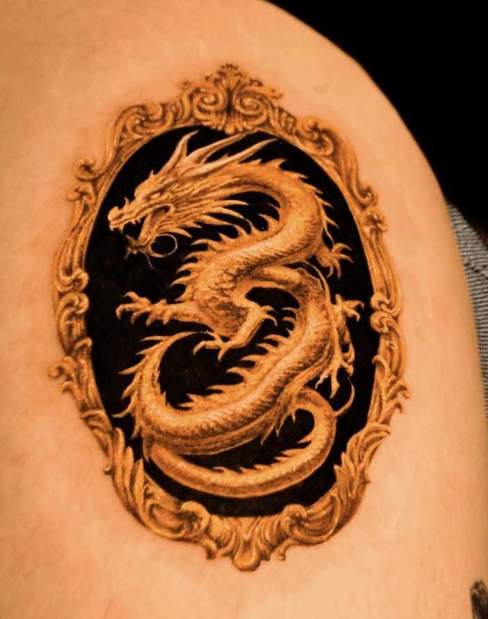 Gold Dragon Frame Tattoo