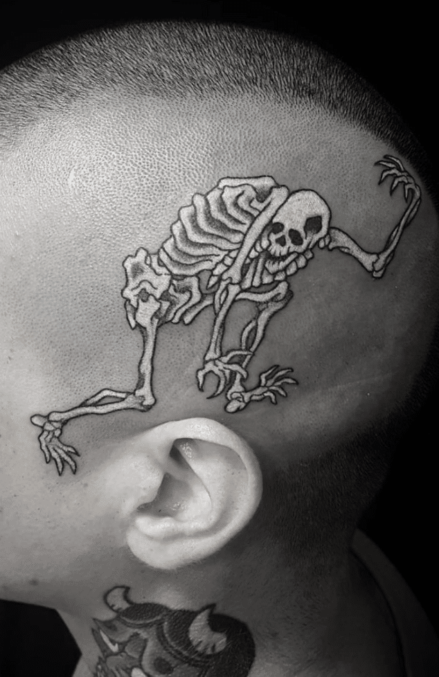 Head White Ink Tattoo