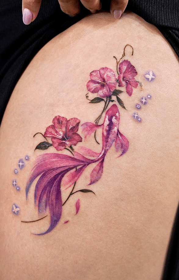 Hibiscus Koi Tattoo