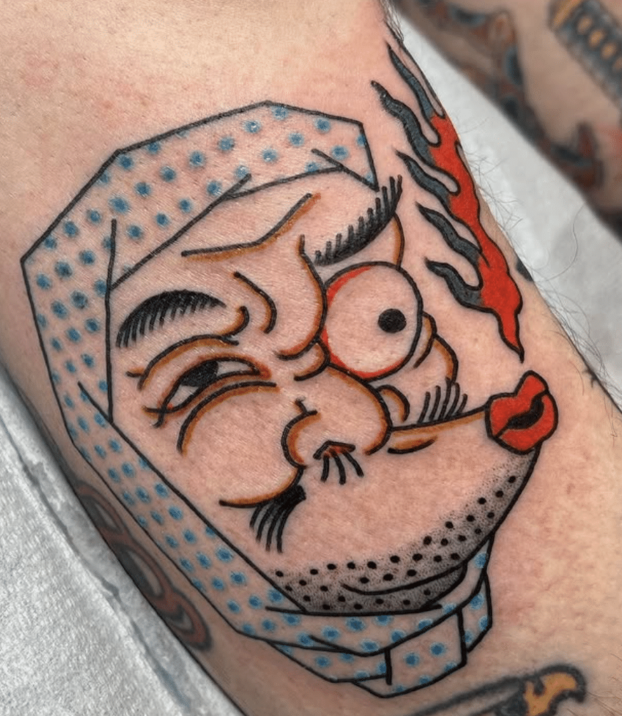 Hyottoko Mask Tattoo