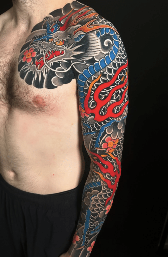 Japanese Dragon Tattoo On The Chest