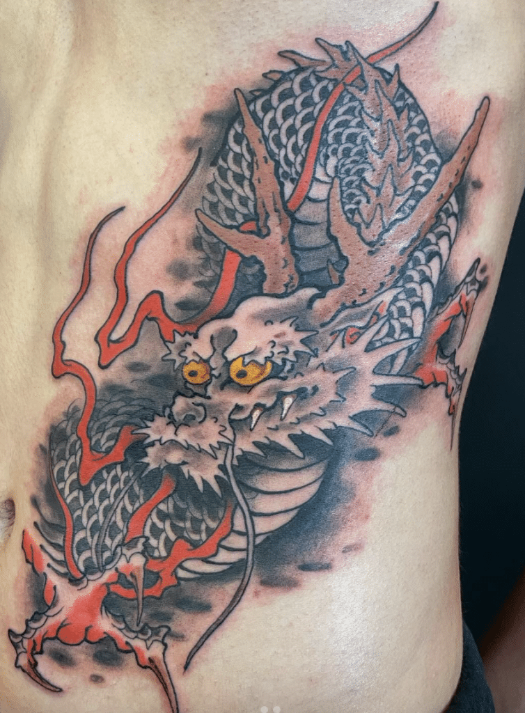 Japanese White Dragon Tattoo