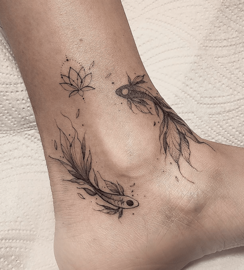 Koi Fish Ankle Tattoo