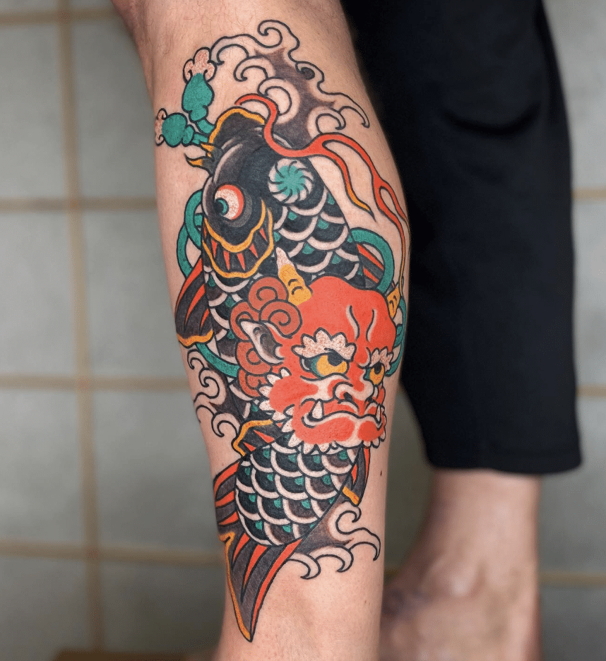 Koi With Japanese Mask