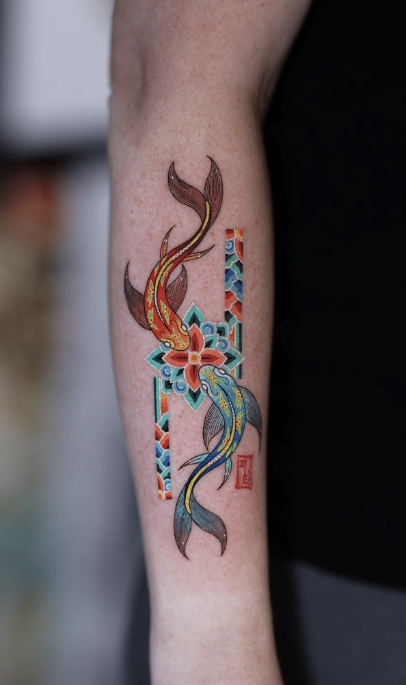 Korean Pattern Koi Fish Tattoo