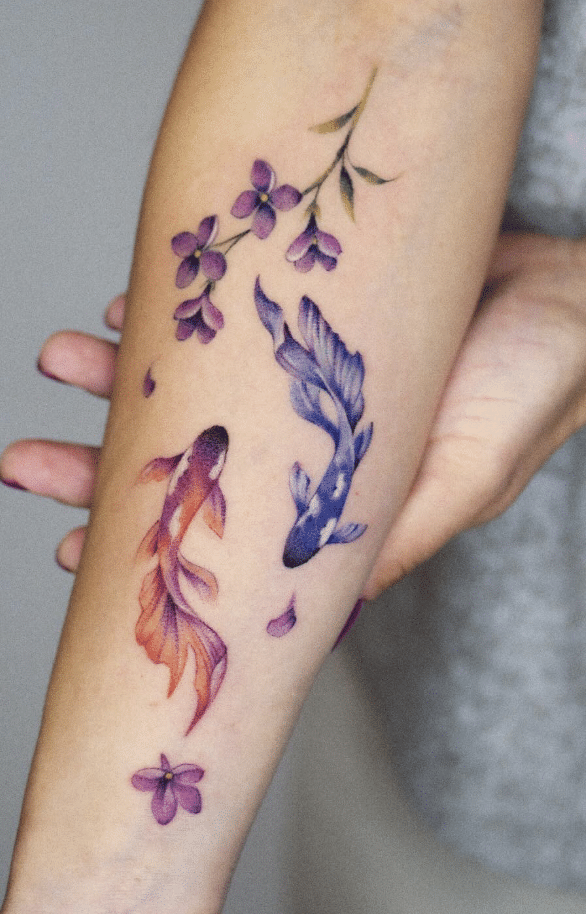 Lilac Koi Fish Tattoo