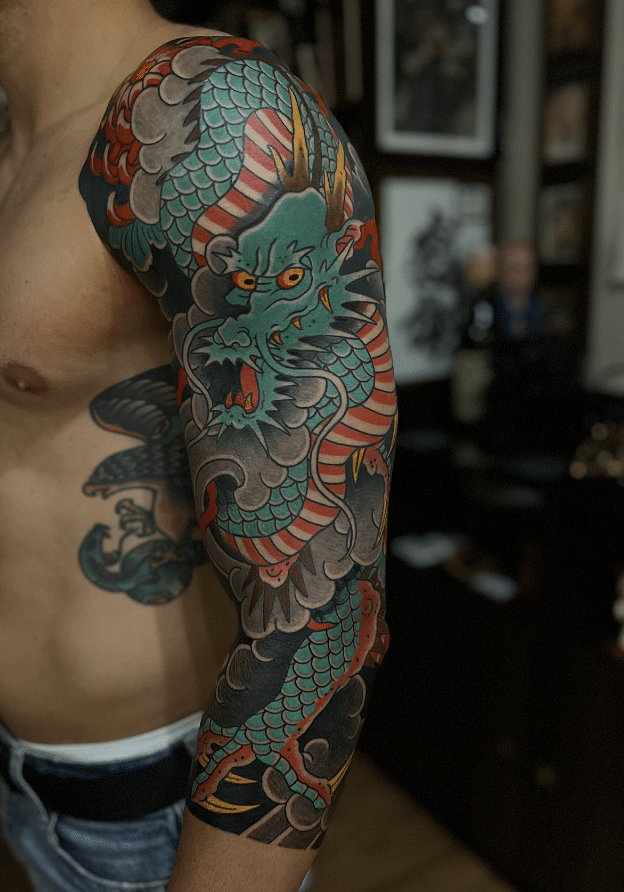 Long Sleeve Blue Dragon Tattoo