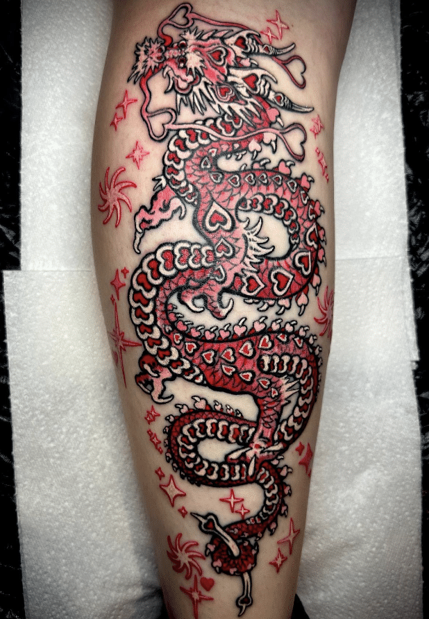 Love Heart Dragon Tattoo