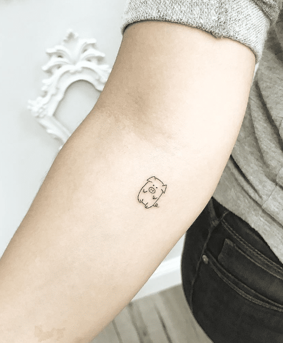 Minimalist Pig Tattoo