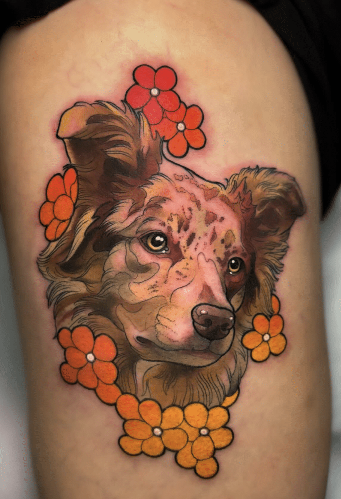 Neo-Traditional Dog Tattoo